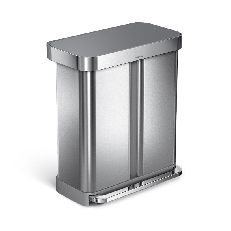 Lixeira Retangular com Duplo Compartimento e Pedal - 58L