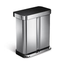 Lixeira Retangular com Duplo Compartimento e Pedal - 58L